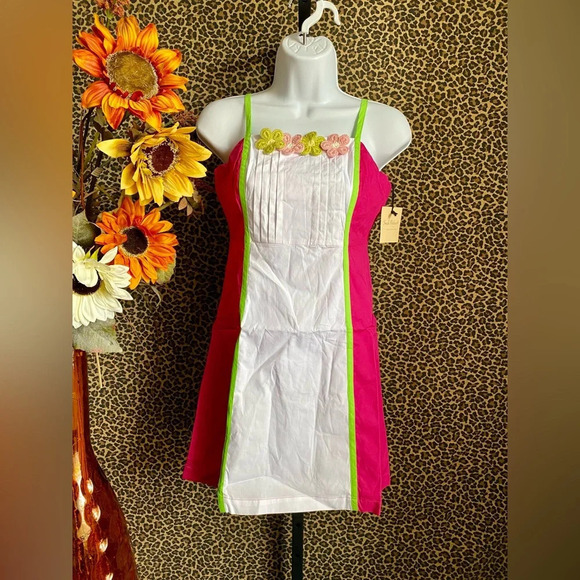 🦋B2G1🦋UNIQUE VINTAGE SMAK PARLOUR Retro Watermelon Crochet Daisy Dress NWT - Picture 2 of 11